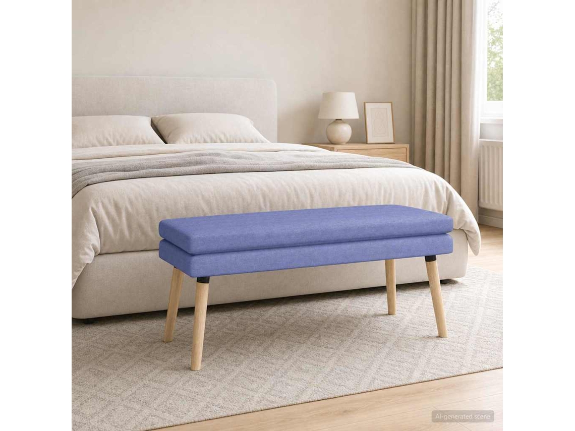 Vidaxl Banco De Camadas Duplas Azul Jeans 110 X 40 X 47 Cm Tecido