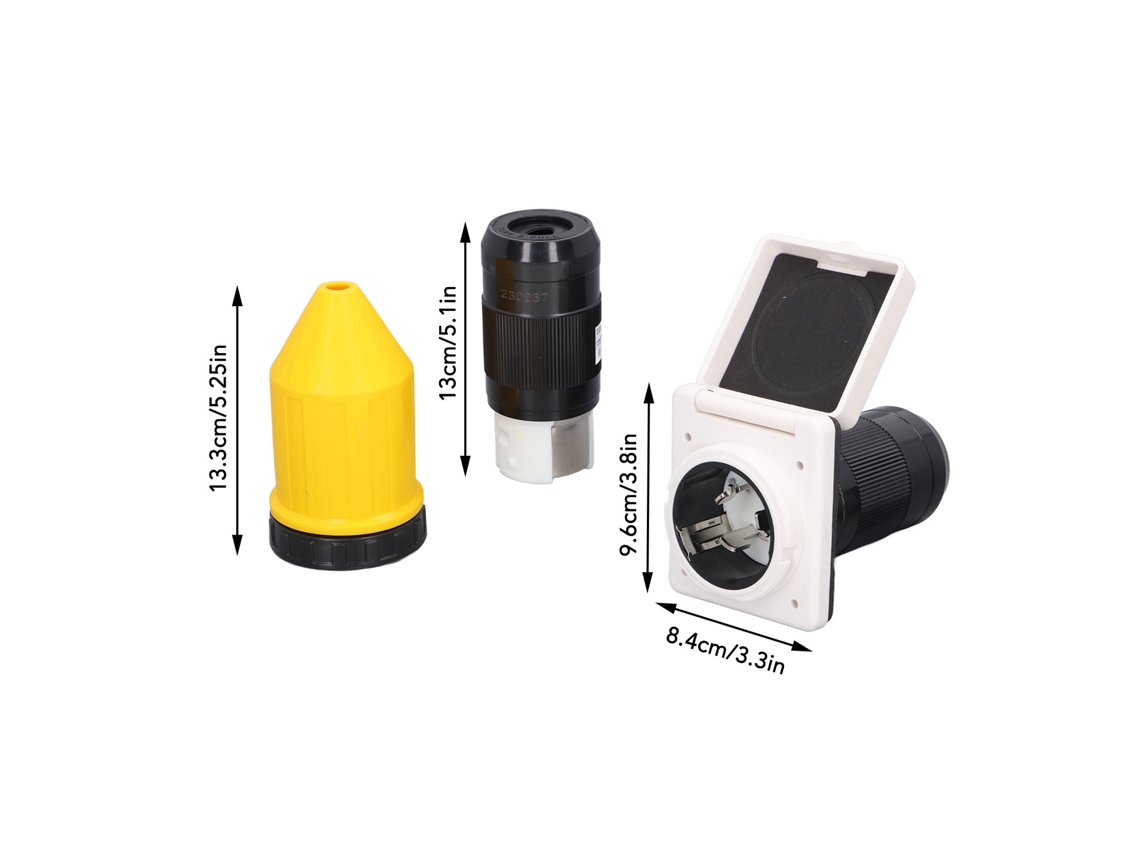 Conector de alimentação RV 50A com plugue, tampa e anel (125 V/250 V CA)
