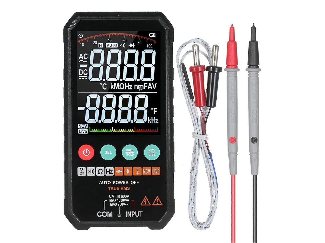 Lurelia Multímetro Digital, Fy107cdc, 6000 Contagens, 250 V, 600 V, 750 V, Ncv, Alcance Automático, Lanterna, Anti-sobrecarga, Capacitância