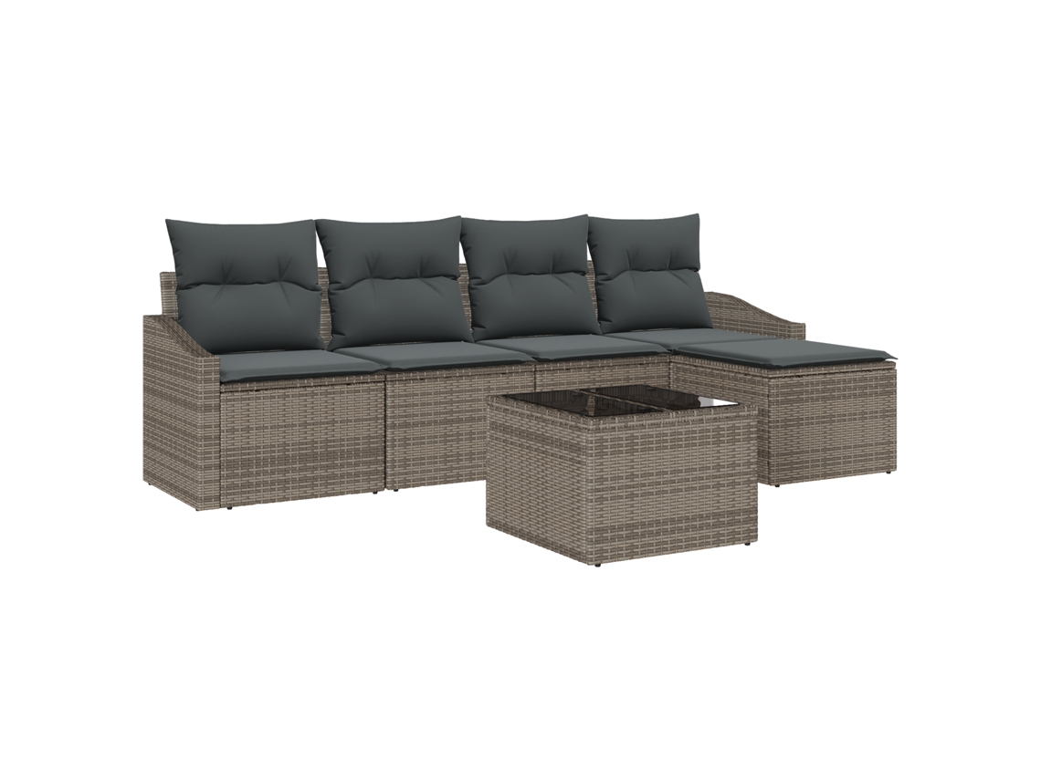 Conjunto 6 Sofá De Jardim Vidaxl Cinzento-claro Vime Pe (55 X 55 X 37 Cm)