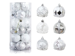Adornos De Natal: Bola De 6 Cm, 24 Peças Para Árvore De Natal, Plástico Inquebrantável, Decoração Festiva