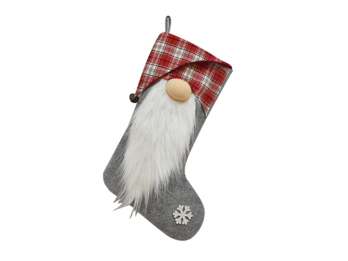 Boneco de Natal big beard flamejado vermelho e cinza, sem rosto para decoração festiva LAXISCREED