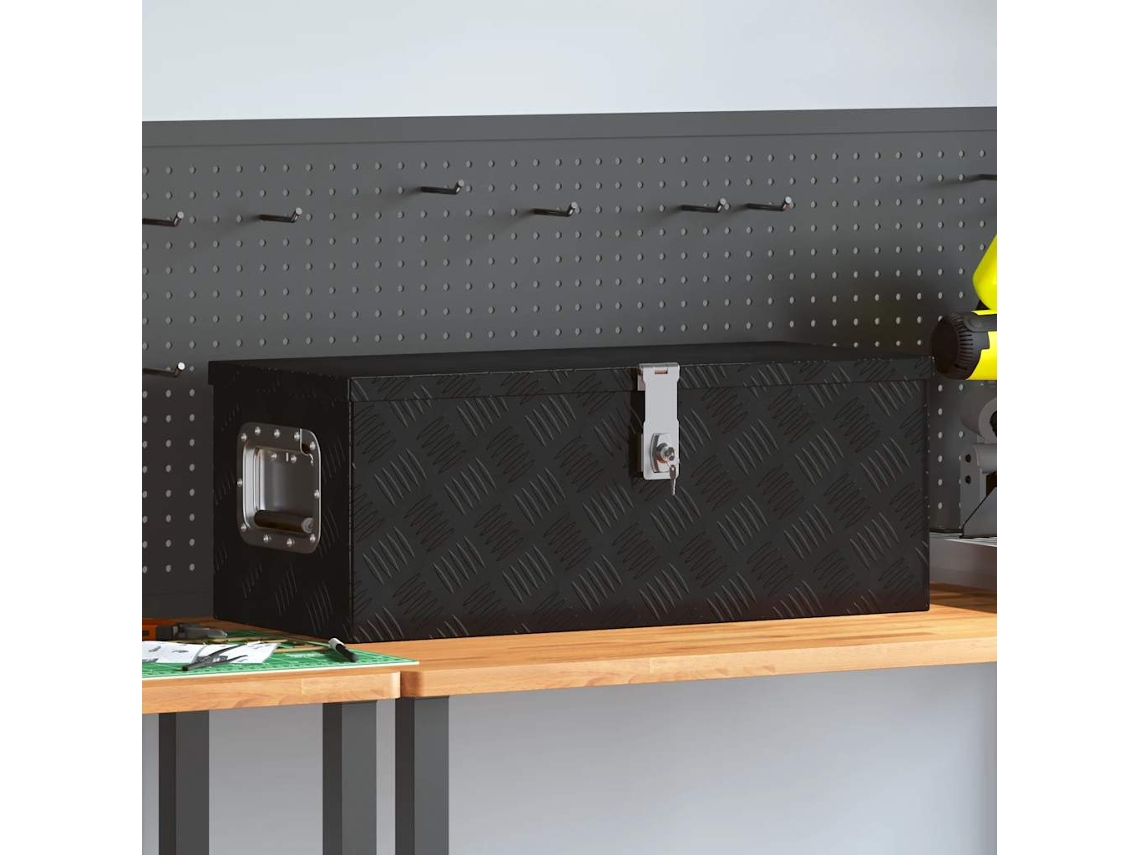 Vidaxl Caixa De Arrumação 70x31x27 Cm Alumínio Preto