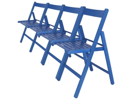 Well Home Pack 4 Cadeiras Bas Em Madeira De Faia, Acabamento Azul Wellhome