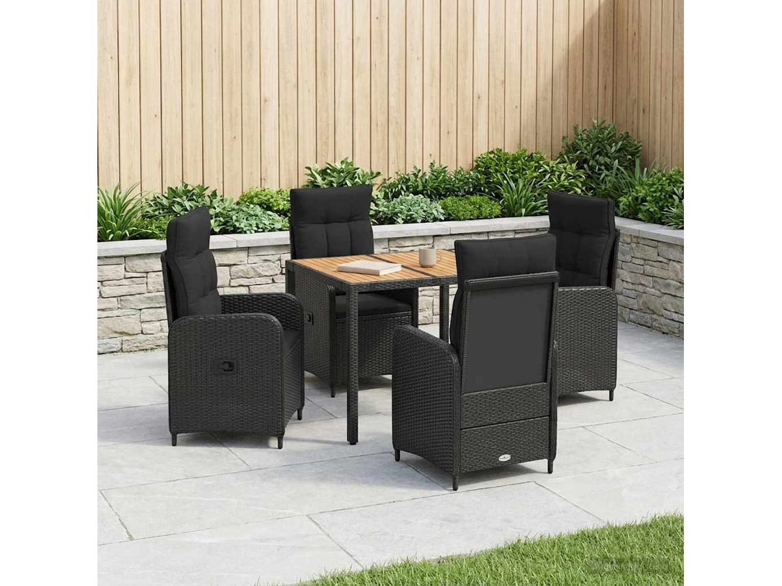 Vidaxl Conjunto De Jantar Para Exterior 5 Unid. Preto