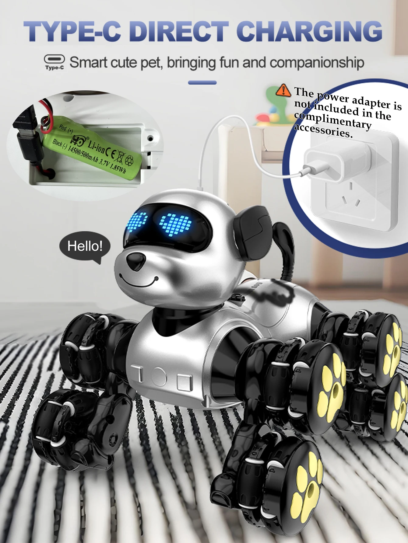 (preto) Cachorro De Brinquedo Com Controle Remoto, Animal De Estimação Eletrônico Interativo, Modelo Programável, Presente Para Crianças