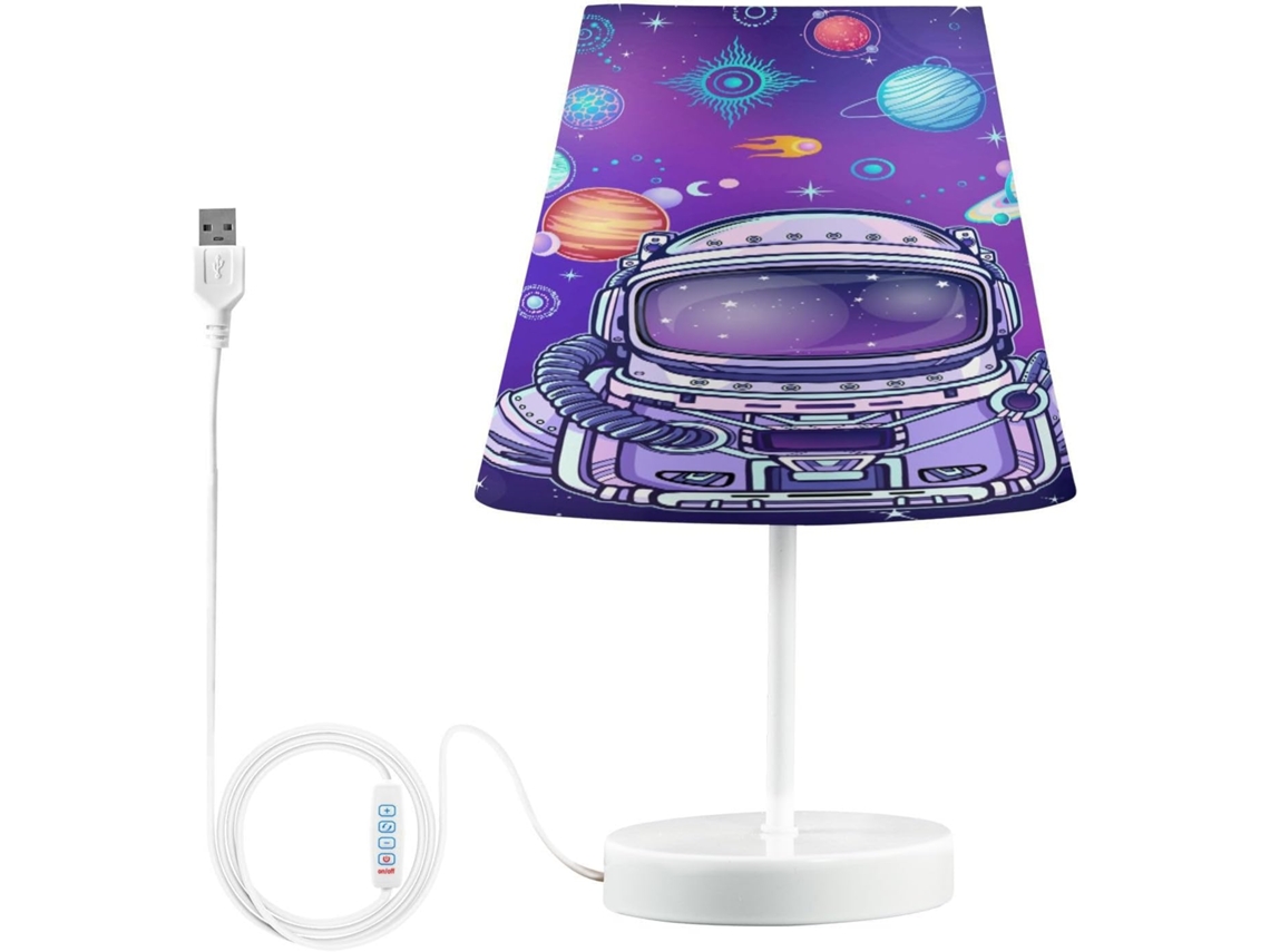 Luminária De Mesa Mnsruu Com Astronauta, Planetas E Sistema Solar, Ideal Para Quarto, Mesa De Cabeceira, Escrivaninha