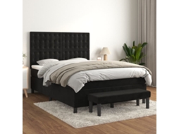 Vidaxl Cama Com Molas/colchão 140x200 Cm Veludo Preto