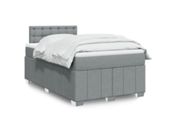 Vidaxl Cama Boxspring Com Colchão 120x190 Cm Tecido Cinzento-claro