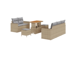 Conjunto 8 Sofá Exterior Vidaxl Bege Vime Pe (186 X 62 X 85 Cm)