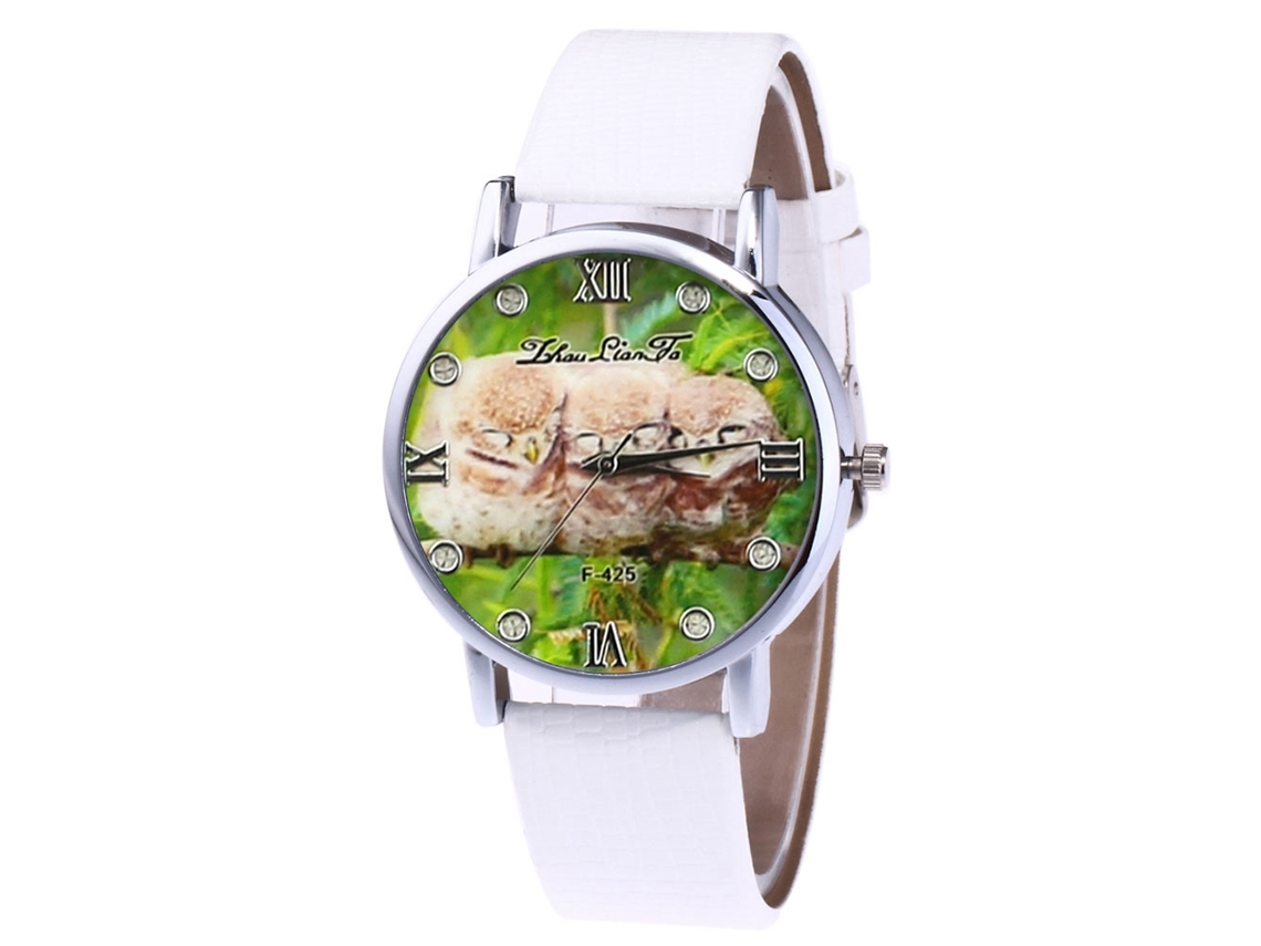 Reloj De Cuarzo Con Correa De Cuero Pu De Moda, Dial Redondo, Para Parejas (blanco)