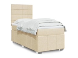 Vidaxl Cama Com Molas/colchão 90x190 Cm Tecido Cor Creme