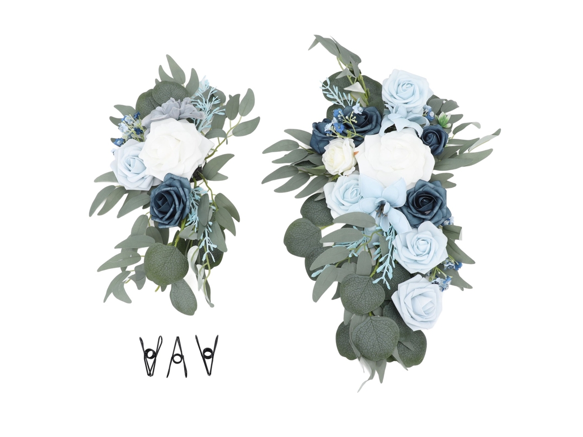 2pcs Flores Artificiais para Arco de Casamento Decoração Floral Azul Claro Indoor e Outdoor