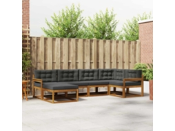 Vidaxl Conjunto De Sofás Para Exterior 6 Unid. Natural E Antracite