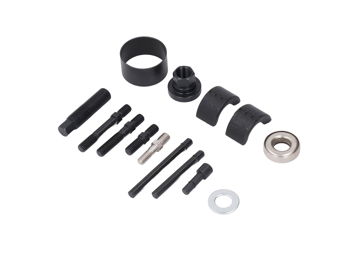Kit extrator de volante de 14 peças para reparo e manutenção automotiva, alta precisão e portátil.