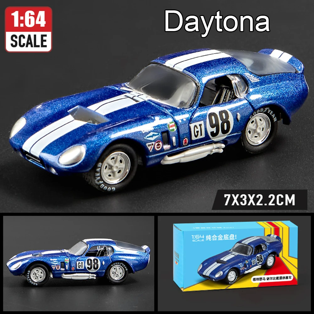 (azul Daytona) Miniatura De Carro Esportivo Em Escala 1:64, Carroceria Em Liga Metálica, Resistente E Durável, Brinquedo Infantil.