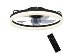 Ventoinha De Teto Com Luz Led 40 W Motor Dc Reversível Comando Remoto 6 Velocidades 3 Cores Temporizador Preto