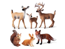 Primerox 6 Modelos de Animais Florestais Miniatura Natal Figurina Bolo Decoração Brinquedo Educativo