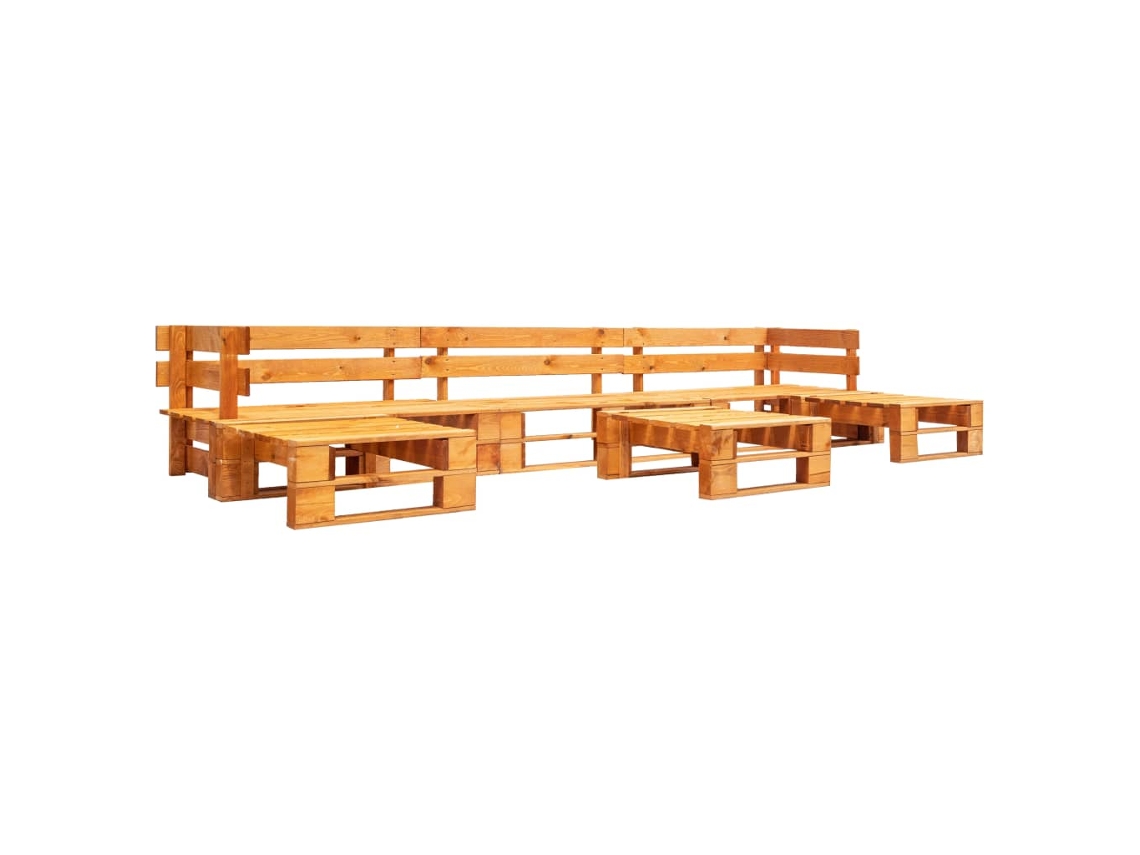 Vidaxl Sofás Paletes Jardim 6 Pcs Madeira Castanho Mel