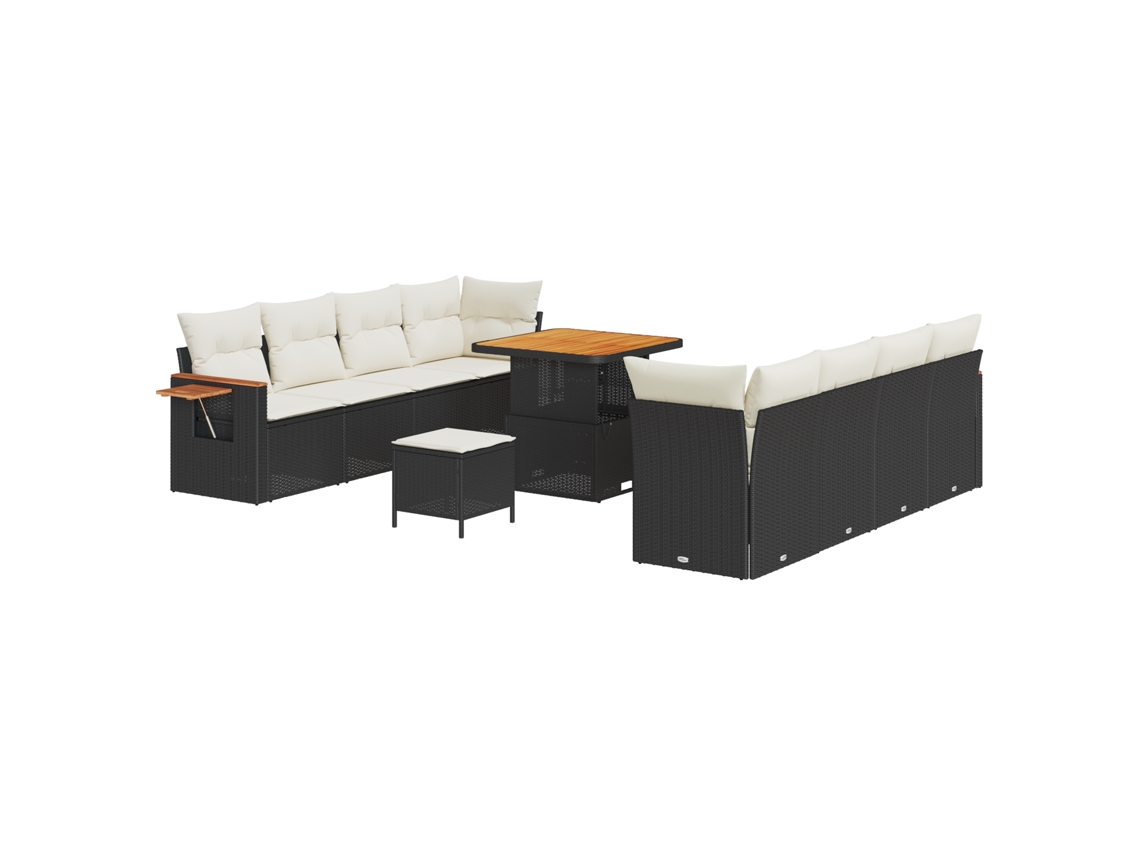 Conjunto 11 Móveis De Jardim Vidaxl Preto Vime Pe (80 X 80 X 71 Cm)