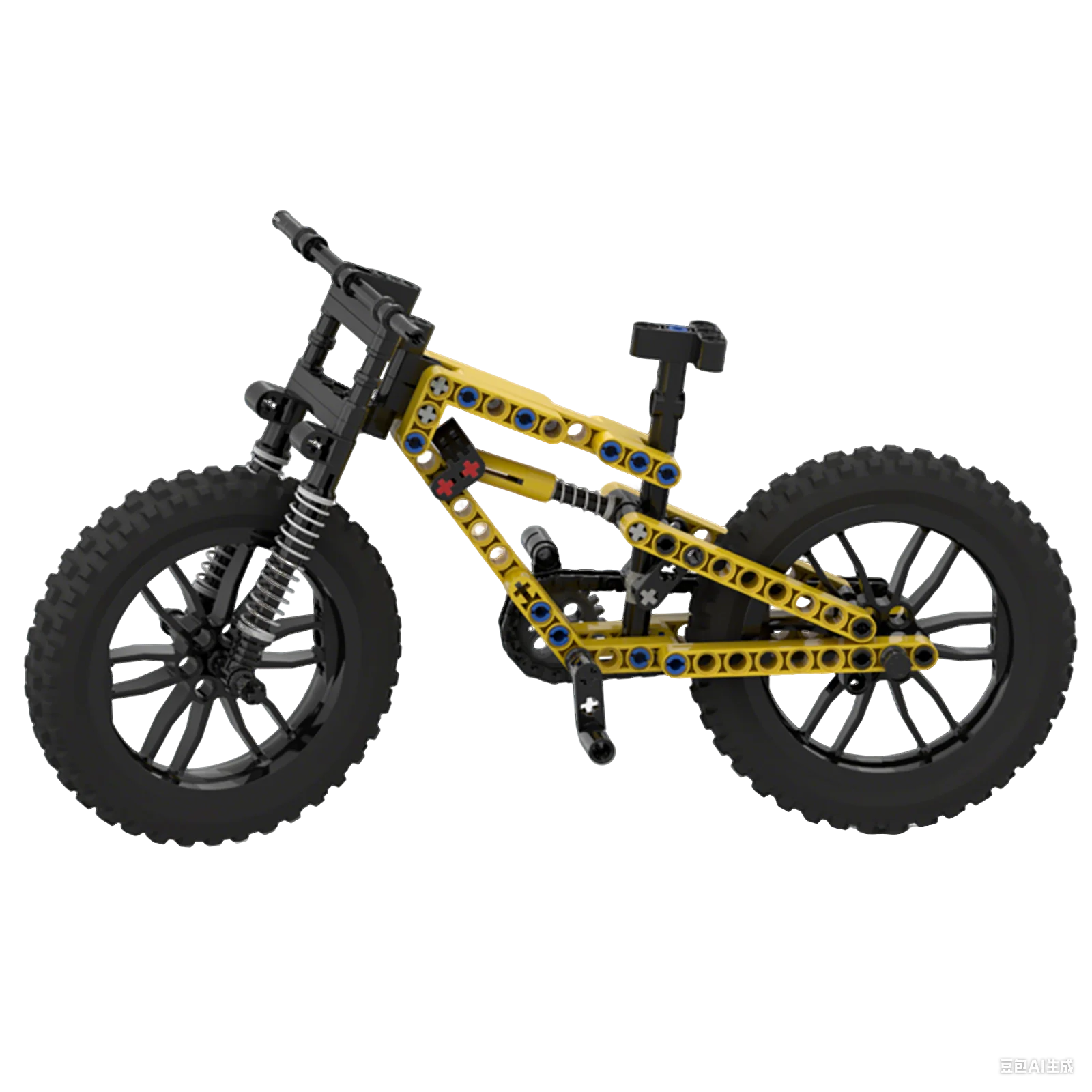 (amarelo) Kit De Montagem De Bicicleta Com Peças Pequenas - Conjunto De Blocos De Construção