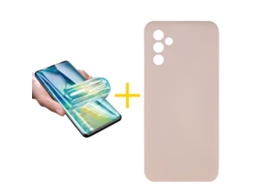 Pack 1 x Película de Hidrogel + Capa SKYHE Samsung Galaxy A35 5G Silicone Líquido Rosa-Creme