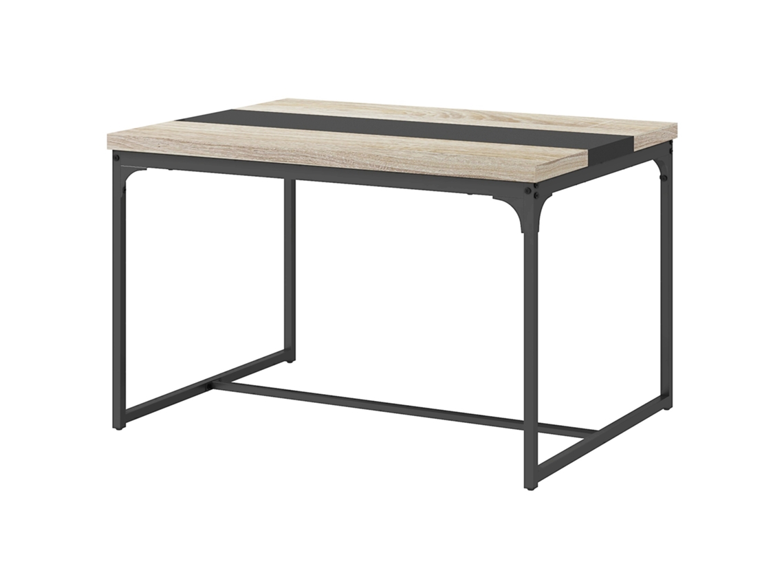 Mesa Jantar 120x89x75,5h para 6 Pessoas Estilo Industrial Metal Preto Madeira