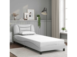 Vidaxl Estrutura De Cama Sem Colchão Hvar Couro Artificial 90x190cm Branco