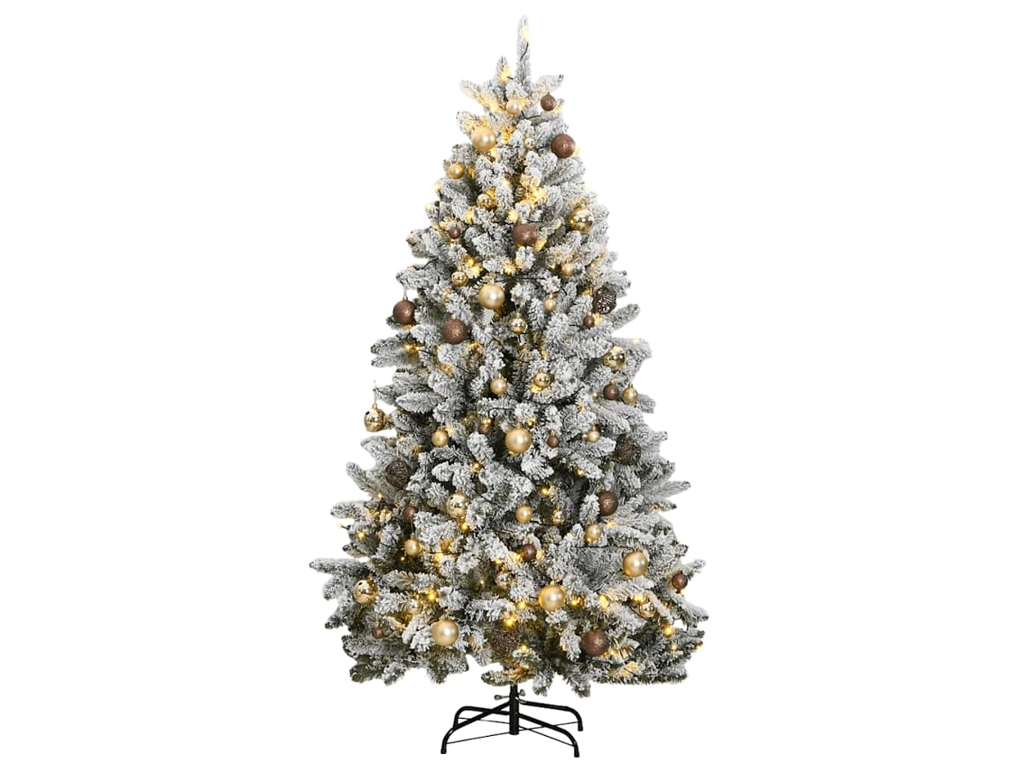 Vidaxl Árvore Natal Artificial Articulada C/ 300 Luzes Led+bolas 210cm