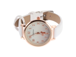 Relógio Infantil Feminino Com Ponteiros Luminosos, Resistente A Quedas, Material Pu Branco, 1 Unidade