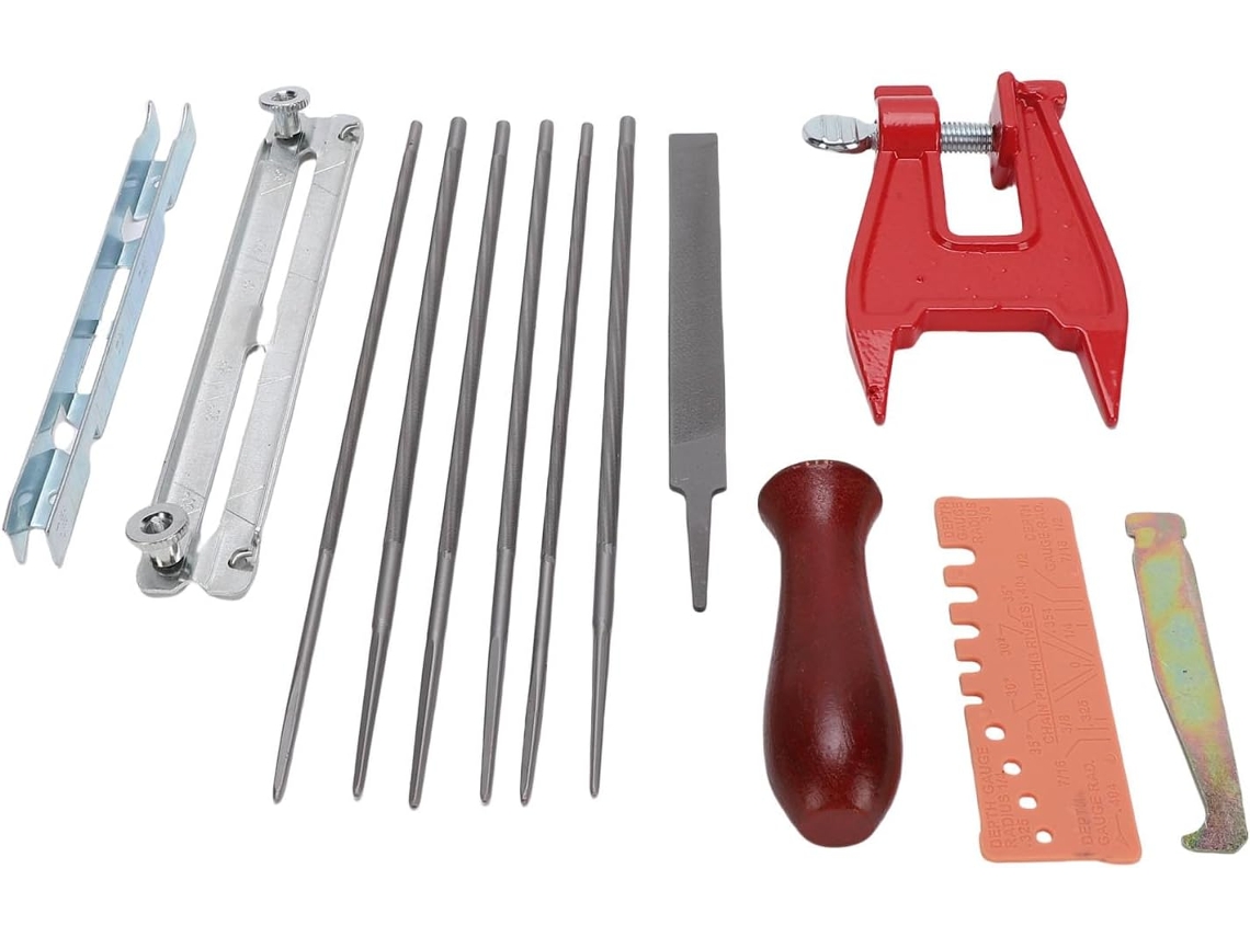 Kit Universal De Lima Para Afiar Motosserras, Com Cabo De Madeira Para Uma Pessoa.