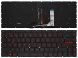 Teclado retroiluminado compatível com laptops MSI GF63, GF65, GS65, GS65VR, preto.