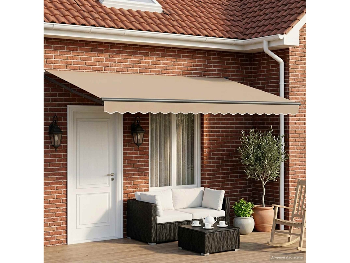 Vidaxl Toldo Retrátil Elétrico Bege E Antracite 4 X 2 M