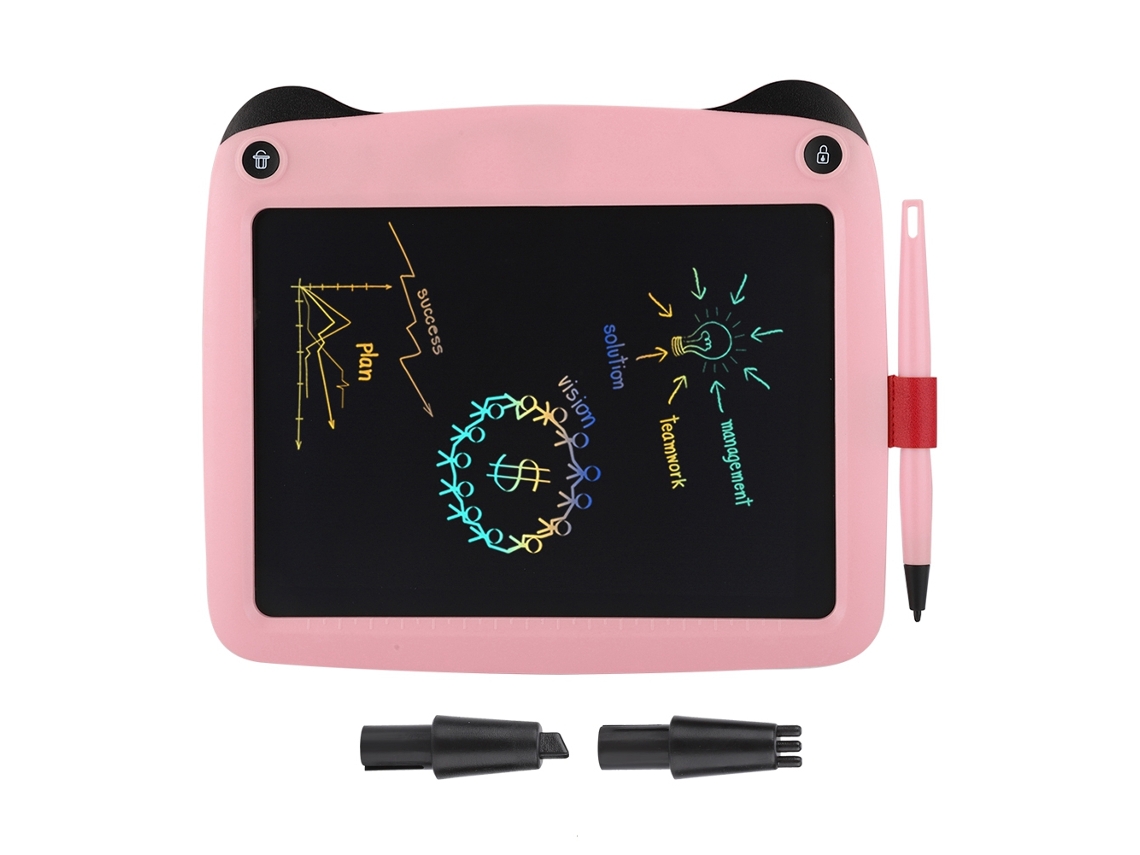 Tablet De Escrita Lcd Colorida 9 Polegadas, Portátil, Modelo Panda, Rosa, Com Bateria.