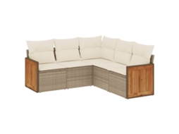 Conjunto de 5 Sofás para Jardim com Almofadões Vime Pe Bege MAISON EXCLUSIVE (5 pcs)