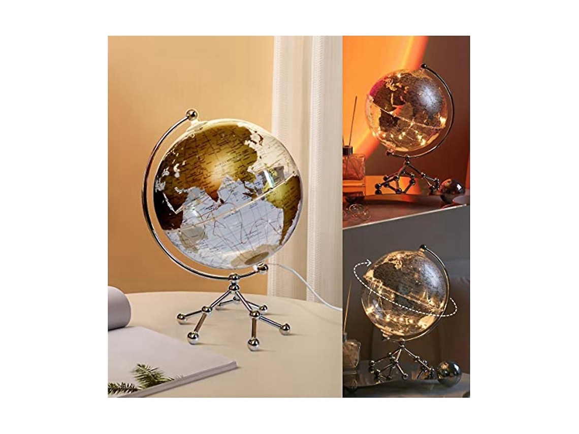 Globo Terrestre De 8 Polegadas Iluminado, Com Suporte De Metal, Educativo E Interativo, Com Lâmpada Led