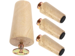 Conjunto De 4 Pés Madeira Maciça Para Sofá, Cadeiras, Camas, Armários, Com Formato Cônico E Ferragens Inclusas