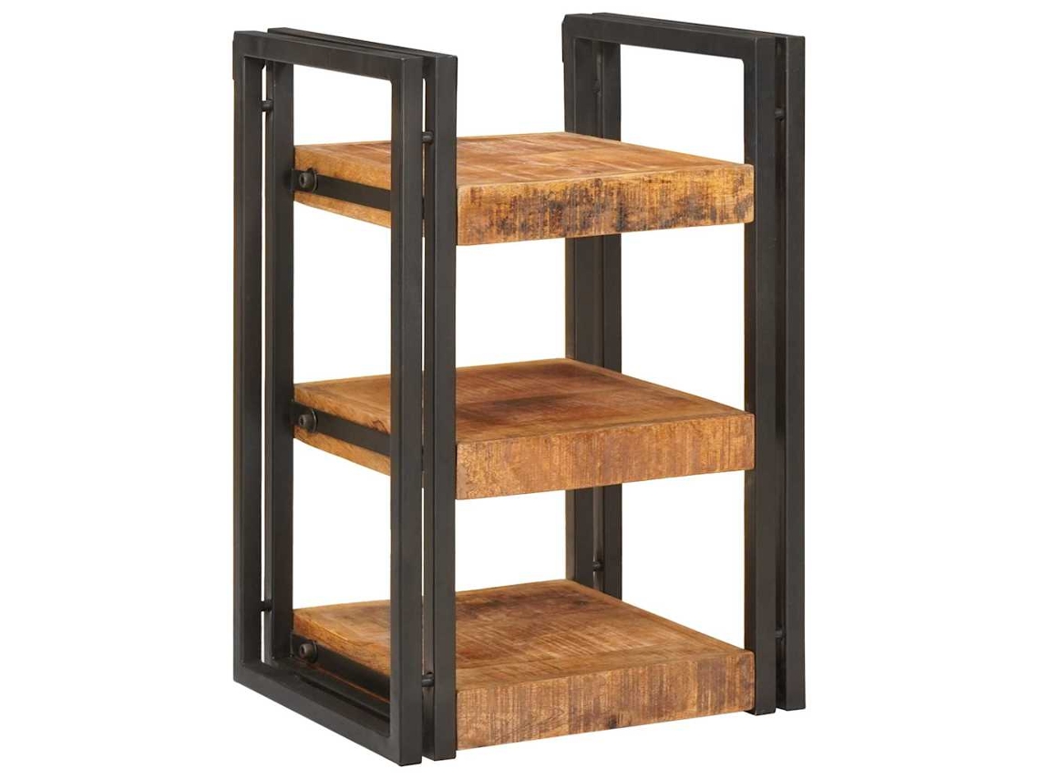 Maison Exclusive - Mesa-de-cabeceira Marrom E Preto Madeira De Manga Maciça