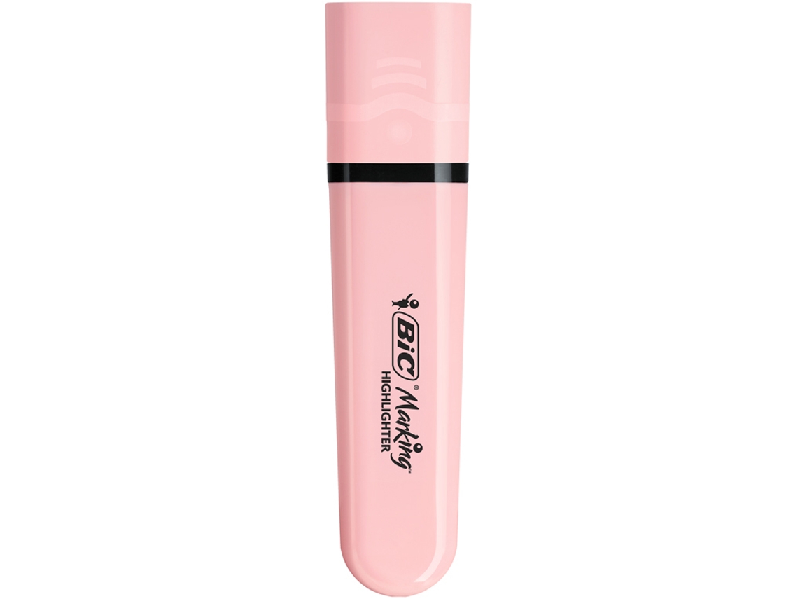 Caneta Marcadora BIC Flat Pastel Rosa Fluorescente Caixa de 12 Unidades