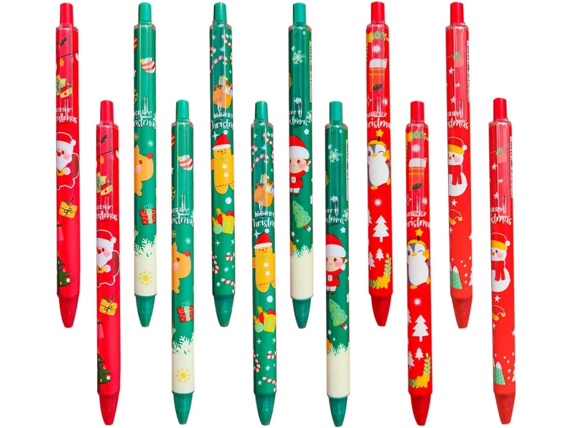 Conjunto De 12 Canetas Em Gel Com Motivos Natalinos, Assinatura Feitas
