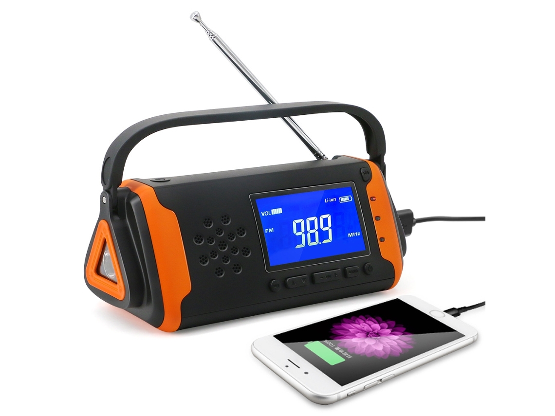 Rádio De Emergência Deluxe 4000mah Power Bank Dynamo Vevradio Célula Solar Trippe Wellngs Wellngs Brilvibera
