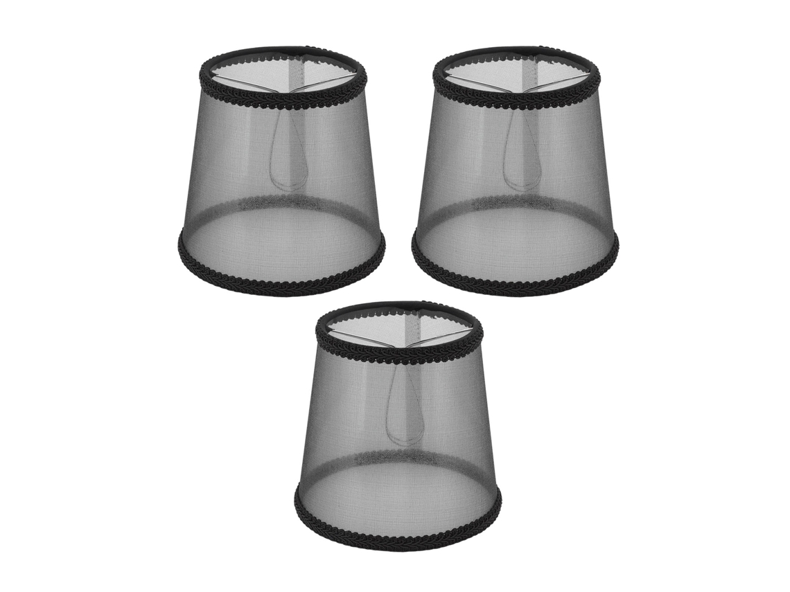 Conjunto de 3 Abajur E14 Estilo Moderno Tecido Preto Transparente para Quarto Mesa S/MARCA