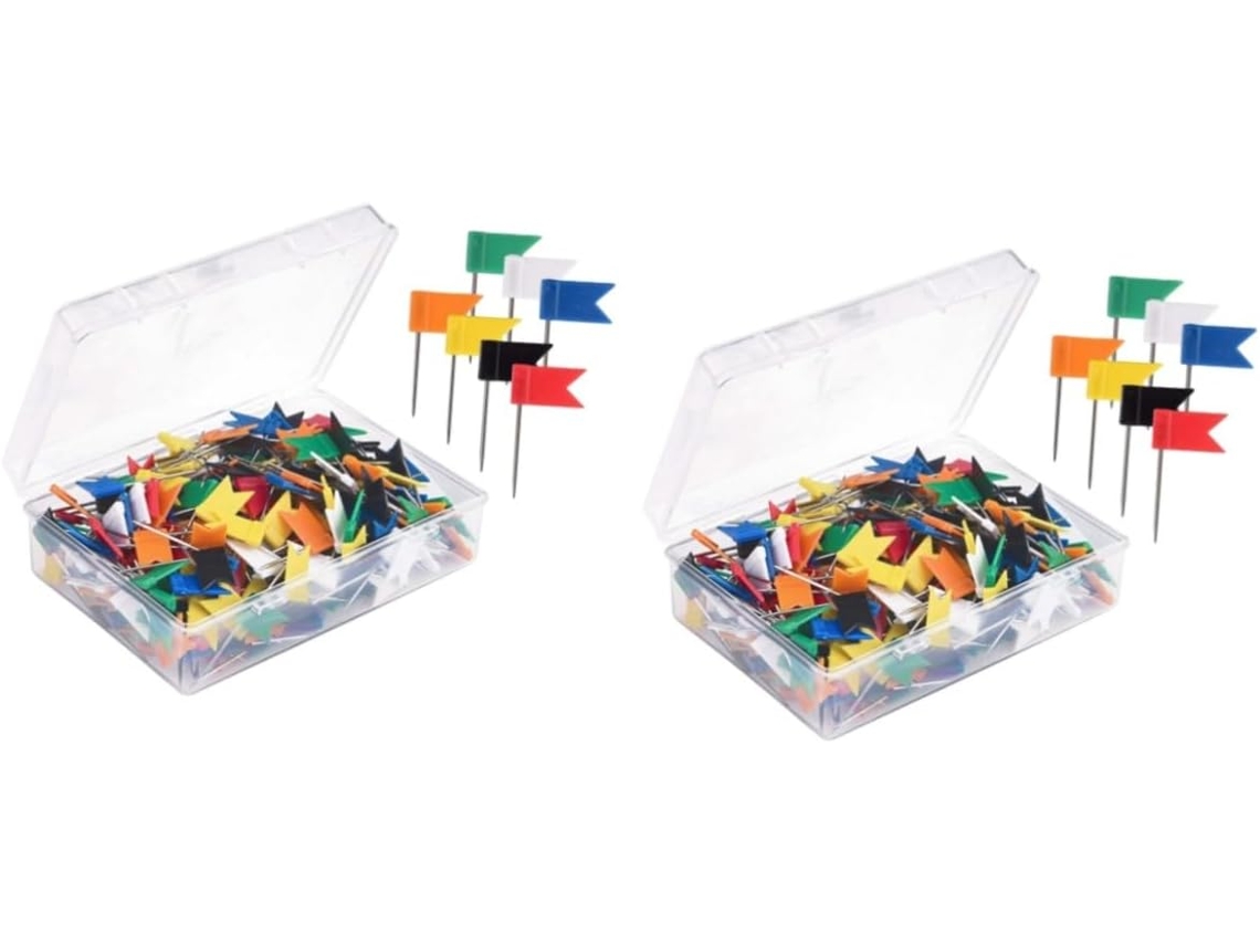 200 Tachinhas Com Cabeça De Bandeira Plástico E Aço Resistentes