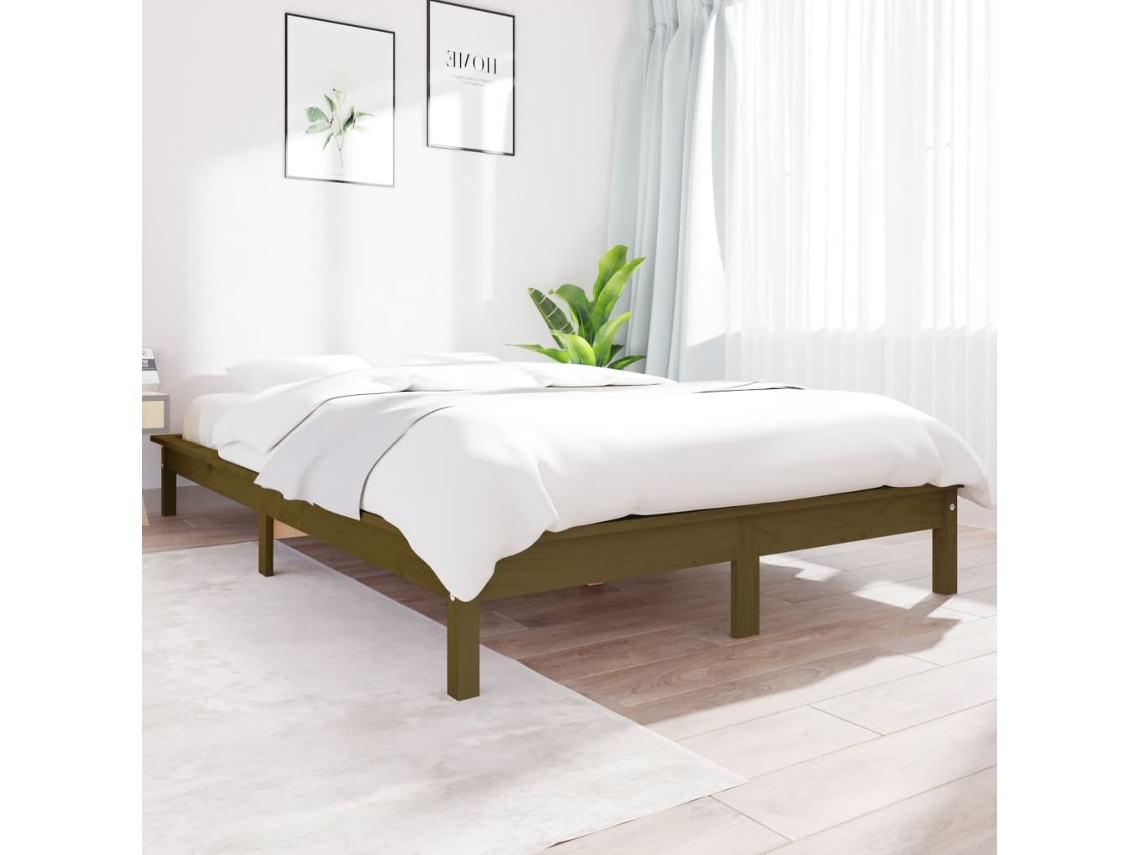 Vidaxl Estrutura Cama Super King 180x200 Cm Pinho Maciço Castanho Mel