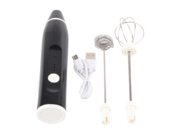 Espumador elétrico de leite USB recarregável batedor de ovos 3 velocidades aço inoxidável S/MARCA