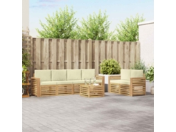 Vidaxl Conjunto De Sofás Para Exterior 7 Unid. Branco E Creme