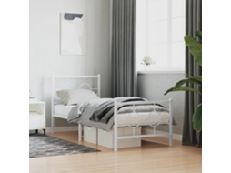 Estrutura De Cama Com Cabeceira E Pés 75x190 Cm Metal Branco