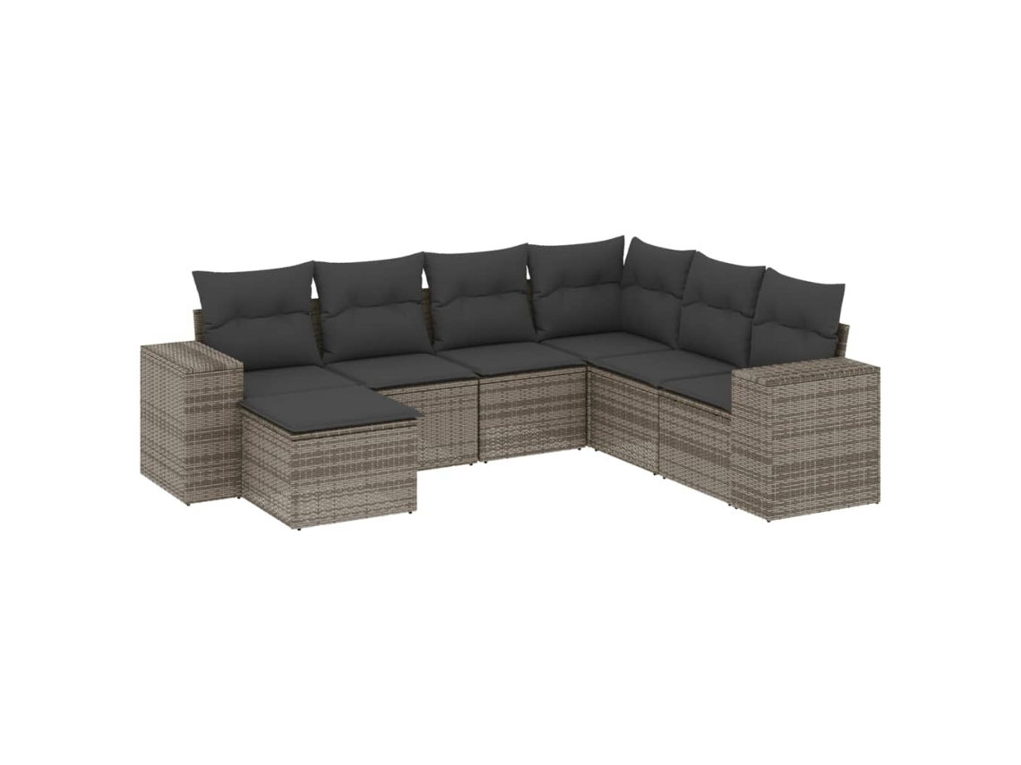 Conjunto de 7 Sofás para Jardim com Almofadões Vime Pe Cinzento MAISON EXCLUSIVE (7 pcs)