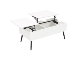 Mesa Centro Elevatória Com Arrumação Oculta 100x50 Cm Branca Sala