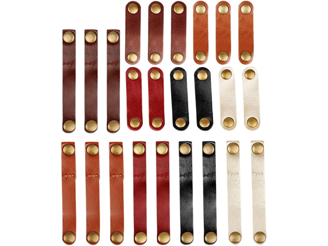 Conjunto De 24 Tiras De Couro Para Organizar Cabos, Ideal Para Uma Vida Prática.